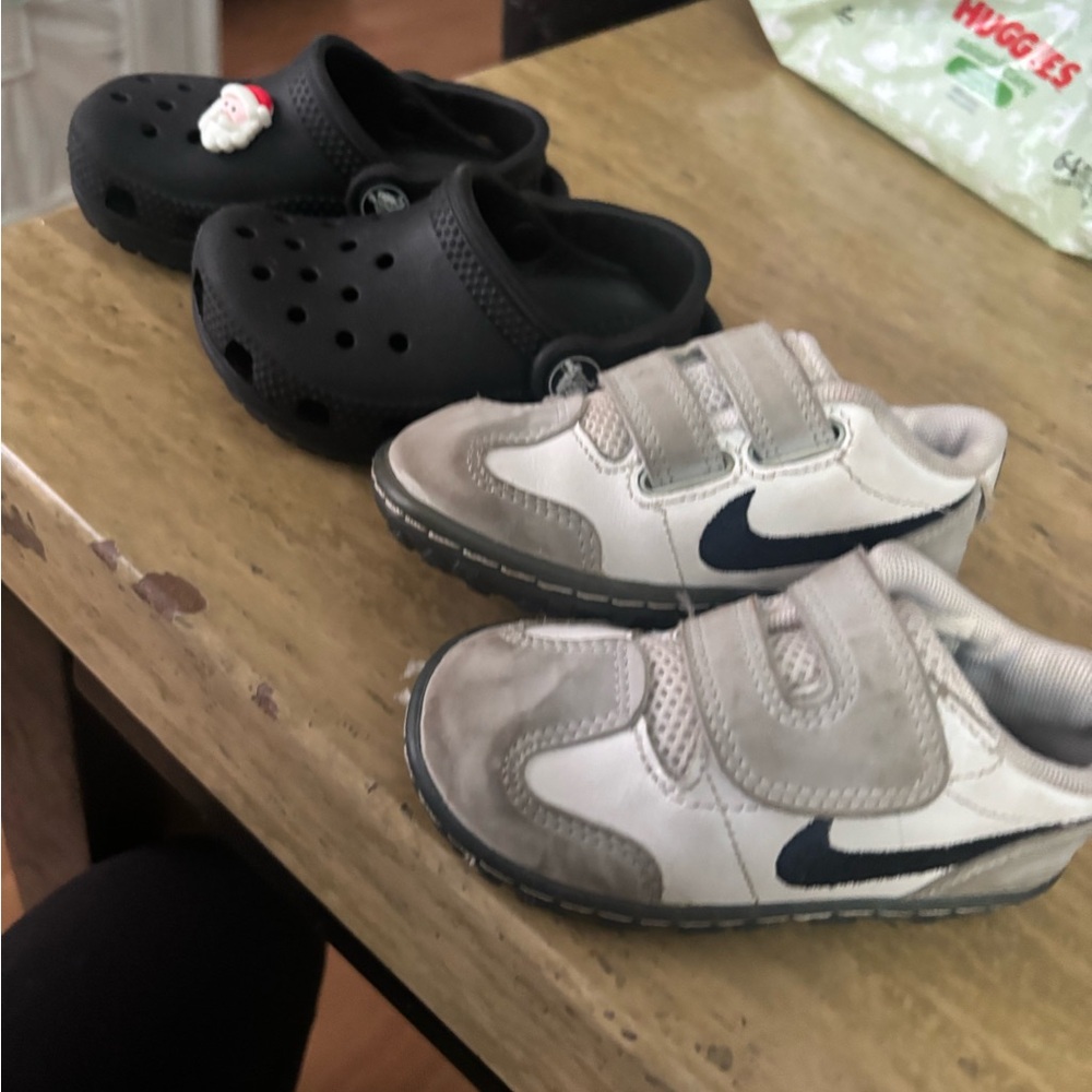 Nike Kids Sneakers - White and Gray and croc bundle